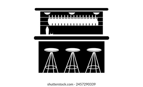 Emblem der Bartheke, schwarze isolierte Silhouette