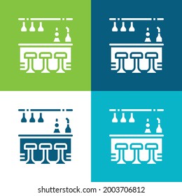 Bar Counter Flat four color minimal icon set