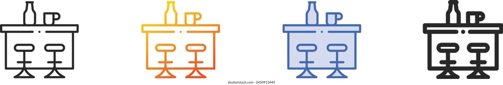 Balkenindikatorsymbol.Dünne lineare, Verlaufs-, blaue Kontur und fett Stil Design isoliert auf weißem Hintergrund