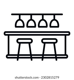 Bar counter interior icon outline vector. Cafe table. Beer food
