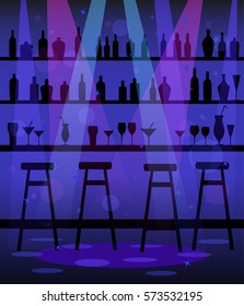 Bar counter in night club, restaurant, disco