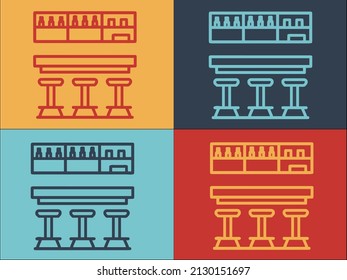 Bar Counter Room Logo Template, Simple Flat Icon of bar,interior,room