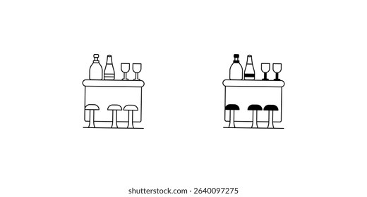 bar counter set icon with white background vector stock illustration