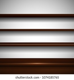 bar counter with shelves on the backdrop realistic vector illustration 