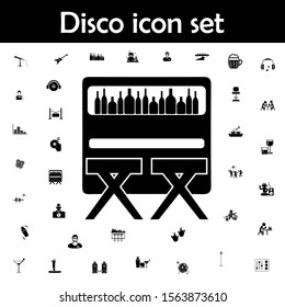 Bar counter with stools icon. Disco icons universal set for web and mobile