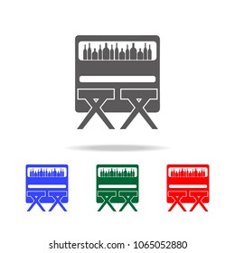 Bar counter with stools icon. Elements of disco and night life multi colored icons. Premium quality graphic design icon. Simple icon for websites, web design, mobile app on white background