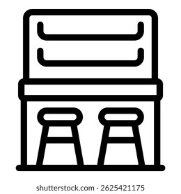 Bar counter with stools offering seating for customers enjoying drinks, creating a welcoming and social atmosphere