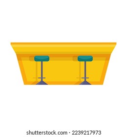 Contador de barra con ilustración vectorial de taburetes. Mesas de madera coloridas para pubs, bares y discotecas aisladas de fondo blanco. Alcohol, concepto interior
