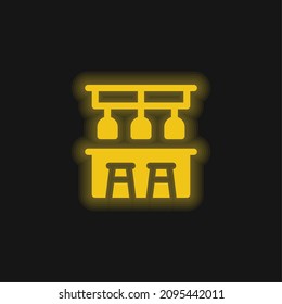 Bar Counter yellow glowing neon icon