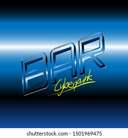 Bar Cyberpunk vector illustration. modern banner or background. Retro style font 