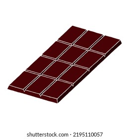 A bar of dark chocolate in doodle style. Hand Drawn. Freehand drawing. Sketch.	