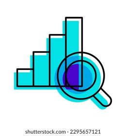 bar diagram data analytic research outline blue icon vector illustration