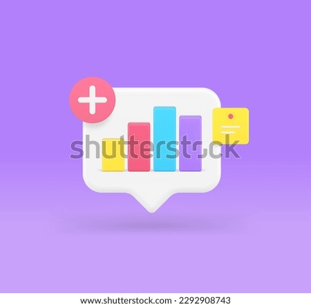 Bar diagram graph add quick tips management business analyzing 3d icon realistic vector illustration. Commercial analysis statistic productivity efficient joined panel graphic data development process