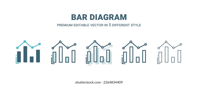 bar diagram icon in 5 different style. Outline, filled, two color, thin bar diagram icon isolated on white background. Editable vector can be used web and mobile
