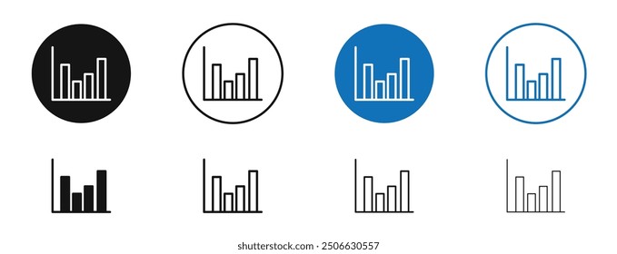 Bar diagram vector icon in black and blue colors