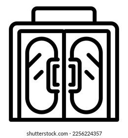 Bar door icon outline vector. Front exterior. Wood glass