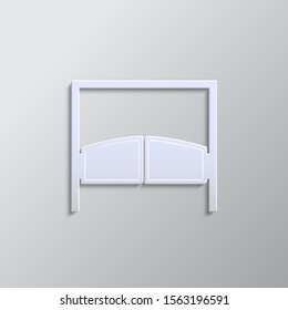Bar, door, icon paper style. Grey color vector. Paper style vector icon