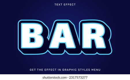 Bar editable text effect in 3d style. Suitable for brand or business logo