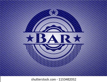Bar emblem with denim high quality background