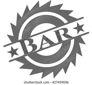 Bar emblem draw with pencil effect