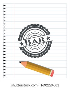 Bar emblem with pencil effect. Vector Illustration. Detailed.