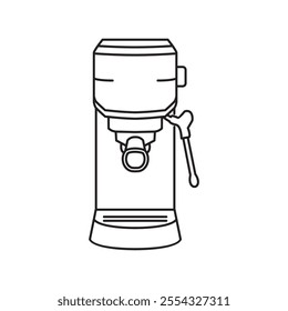 Bar Espresso Maker machine icon vector illustration in black line style, Water Tank coffee machine icon concept