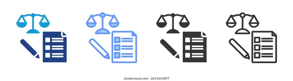 Bar Exams icon set multiple style collection