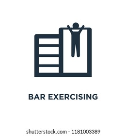Bar exercising icon. Black filled vector illustration. Bar exercising symbol on white background. Can be used in web and mobile.