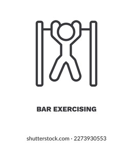 icono de ejercicio. Barra de línea delgada ejercitando icono de la colección Fitness y Gym. Vector de contorno aislado en fondo blanco. El símbolo de ejercicio de la barra modificable se puede usar web y móvil