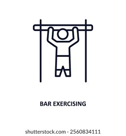 bar exercising outline icon.  Thin line icon from gym and fitness collection. Editable vector isolated on white background