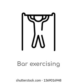 bar exercising vector line icon. Simple element illustration. bar exercising outline icon from gym and fitness concept. Can be used for web and mobile