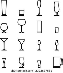 Bar glass icon set flat editable stroke