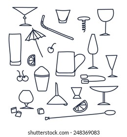 Bar glasses vector icons set