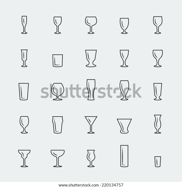 Bar Glasses Vector Icons Set Thin Stock Vector (Royalty Free) 220134757 Shutterstock