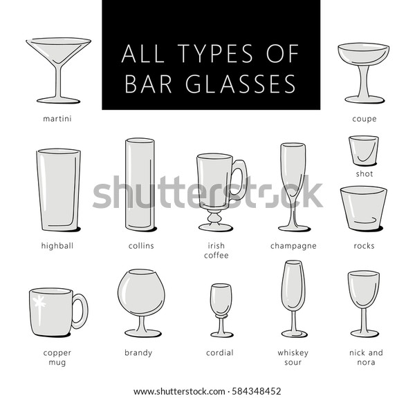 Bar Glasses Vector Icons Set Vector Stock Vector Royalty Free 584348452 Shutterstock