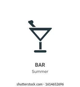 Bar glyph icon vector on white background. Flat vector bar icon symbol sign from modern summer collection for mobile concept and web apps design.