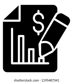 Bar graph along with dollar on paper sheet denoting icon concept of business report