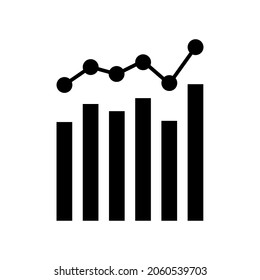Bar graph analysis icon black on white background, vector illustration
