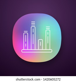 Bar graph app icon. Diagram. Line graph. Statistics data visualization. Symbolic representation of information. UI/UX user interface. Web or mobile application. Vector isolated illustration