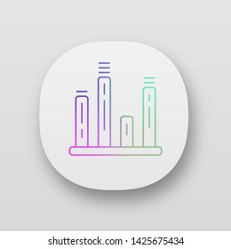 Bar graph app icon. Diagram. Line graph. Statistics data visualization. Symbolic representation of information. UI/UX user interface. Web or mobile applications. Vector isolated illustrations