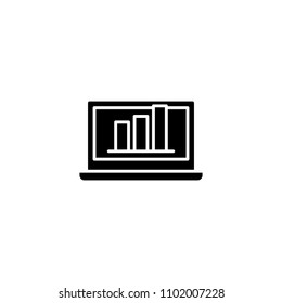 Bar graph black icon concept. Bar graph flat  vector symbol, sign, illustration.