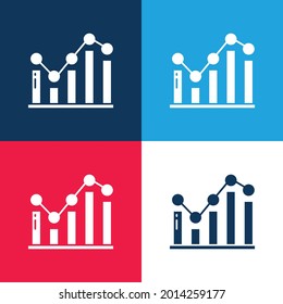Bar Graph blue and red four color minimal icon set