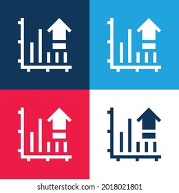 Barra Gráfico azul y rojo cuatro colores conjunto de iconos mínimo