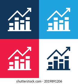Bar Graph blue and red four color minimal icon set
