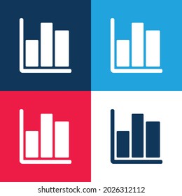 Bar Graph blue and red four color minimal icon set