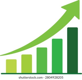 Bar graph business growth concept of sucess green eps vector illustration 