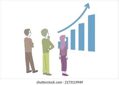 bar graph business people vector