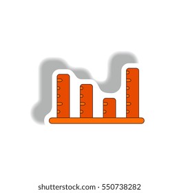 bar graph business statistic Vector illustration in paper sticker style of column chart