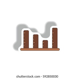 bar graph business statistic Vector illustration in paper sticker style of column chart