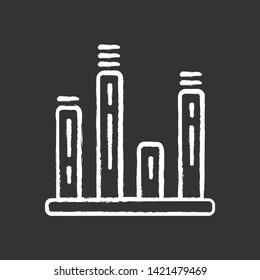 Bar graph chalk icon. Diagram. Line graph. Statistics data visualization. Symbolic representation of information. Comparisons among discrete categories. Isolated vector chalkboard illustration